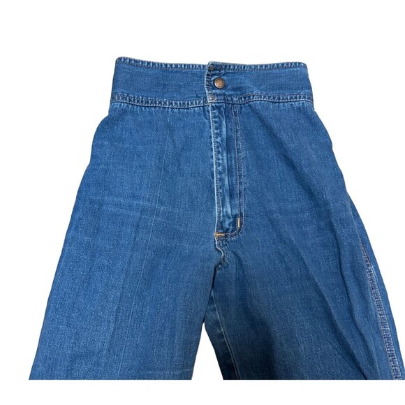 VTG HIGH RISE JOGGER JEANS SZ 22" BLUE DENIM SUPER HIGH RISE BARE BACK MOM JEANS - Picture 4 of 5
